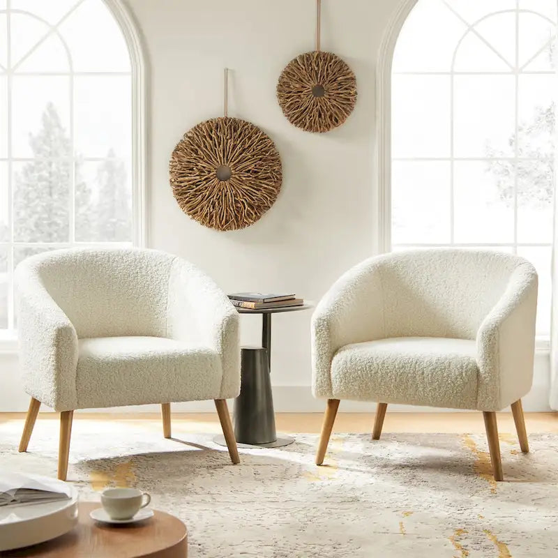 Zestaw 2 foteli Sheila Modern 30 W Boucle z nogami z litego drewna od HULALA HOME