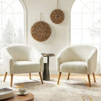 Zestaw 2 foteli Sheila Modern 30 W Boucle z nogami z litego drewna od HULALA HOME