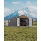 12x25FT W pełni zamknięty metalowy carport z pionowym zadaszeniem i stalową ramą