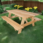 Stół piknikowy All Things Cedar 6-Ft do użytku zewnętrznego, ręcznie wykonany drewniany zestaw ławek tarasowych na kemping, imprezy w ogrodzie lub oglądanie meczów, rustykalny cedr
