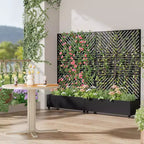 MAYEERTY Donica z kratką żelazna czarna z równoległymi liniami 01 żaluzjowa klasyczna styl łączony 183x119x41cm zestaw 3-częściowy