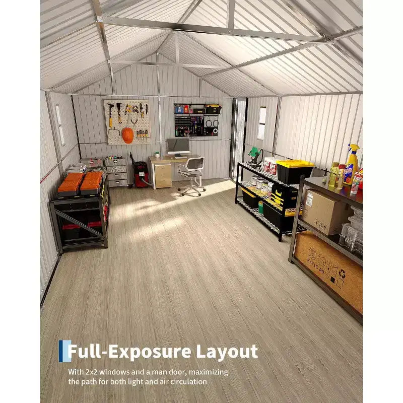 12x25FT W pełni zamknięty metalowy carport z pionowym zadaszeniem i stalową ramą