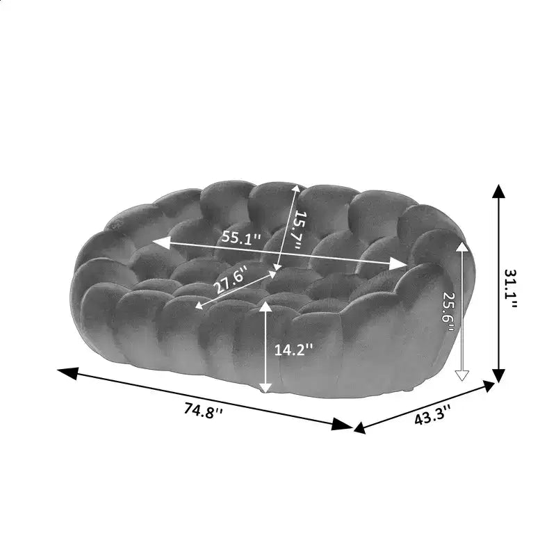 Nowoczesna 2-osobowa sofa tapicerowana Bubble z tkaniny 3D o strukturze siateczki do salonu