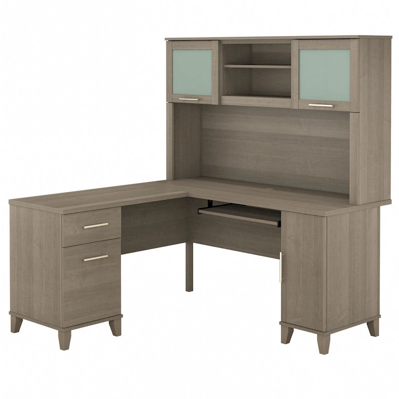 Biurko w kształcie litery L Somerset 60 cali z nadstawką do przechowywania od Bush Furniture