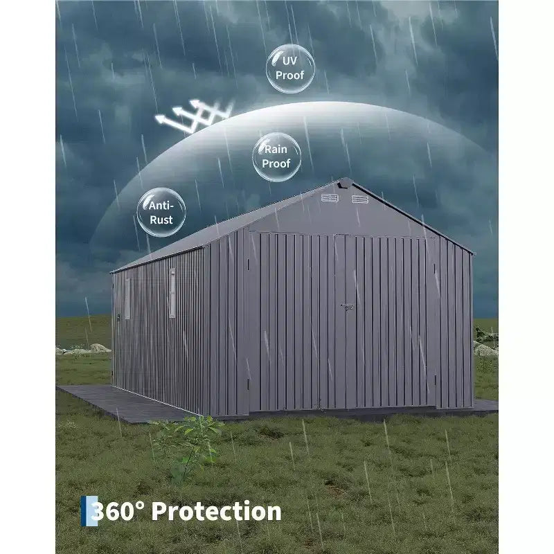 12x25FT W pełni zamknięty metalowy carport z pionowym zadaszeniem i stalową ramą
