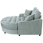 Sofa rozkładana typu chaise longue z chenille, tapicerowana sofa z pikowanym oparciem i 2 zdejmowanymi poduszkami do salonu