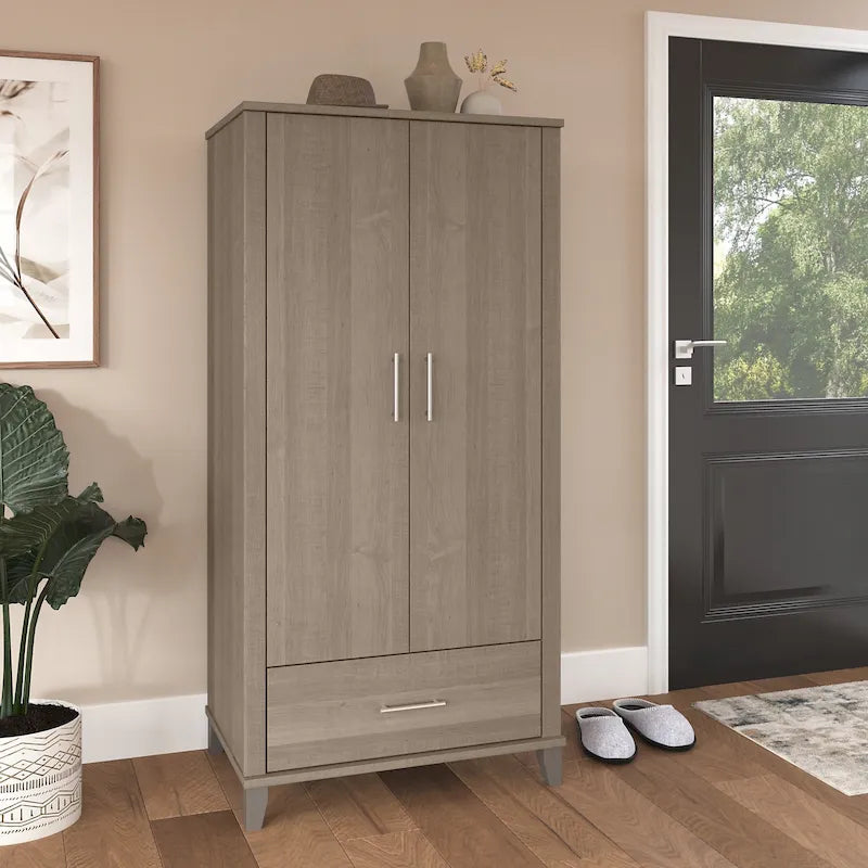 Wysoka szafka do przedpokoju Somerset z drzwiczkami i szufladą marki Bush Furniture