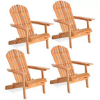 Costway 4 szt. Składane drewniane fotele Adirondack Eucalyptus Leżaki ogrodowe Naturalne
