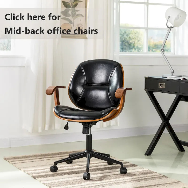 Glitzhome Skórzane Krzesło Biurowe Regulowane Obrotowe z Podłokietnikami Ergonomiczny Design
