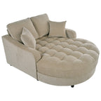 Sofa rozkładana typu chaise longue z chenille, tapicerowana sofa z pikowanym oparciem i 2 zdejmowanymi poduszkami do salonu