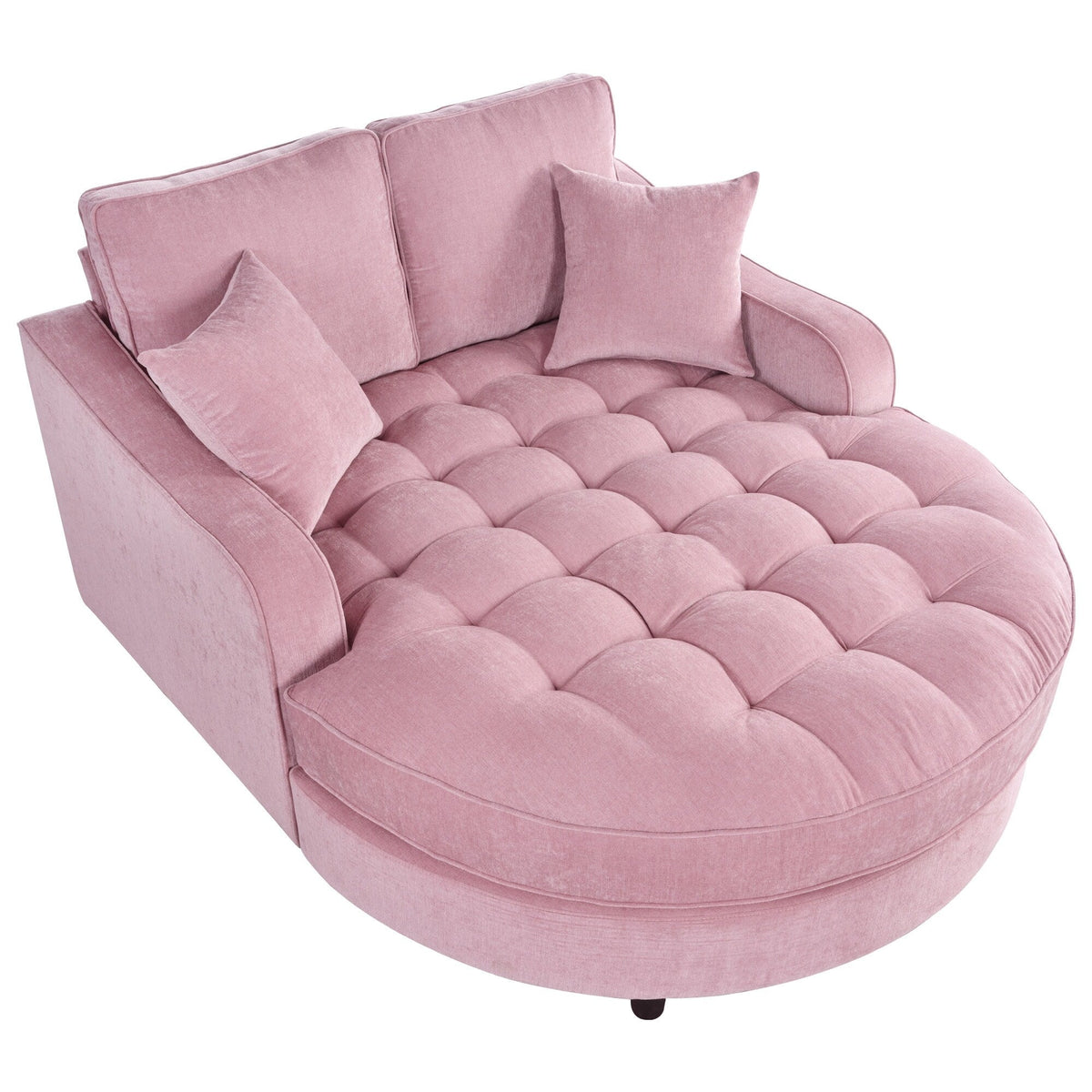 Sofa rozkładana typu chaise longue z chenille, tapicerowana sofa z pikowanym oparciem i 2 zdejmowanymi poduszkami do salonu