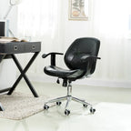 Glitzhome Skórzane Krzesło Biurowe Regulowane Obrotowe z Podłokietnikami Ergonomiczny Design