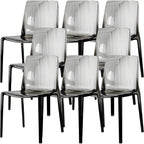 Bursztynowe krzesło do jadalni z akrylu, bez podłokietników, z niskim oparciem