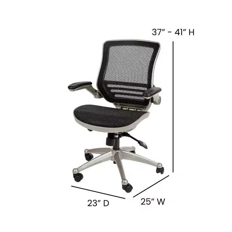 Obrotowe krzesło biurowe gabinetowe Flash Furniture z przezroczystej siatki, z zagłówkiem do połowy pleców i podnoszonymi podłokietnikami