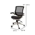 Obrotowe krzesło biurowe gabinetowe Flash Furniture z przezroczystej siatki, z zagłówkiem do połowy pleców i podnoszonymi podłokietnikami