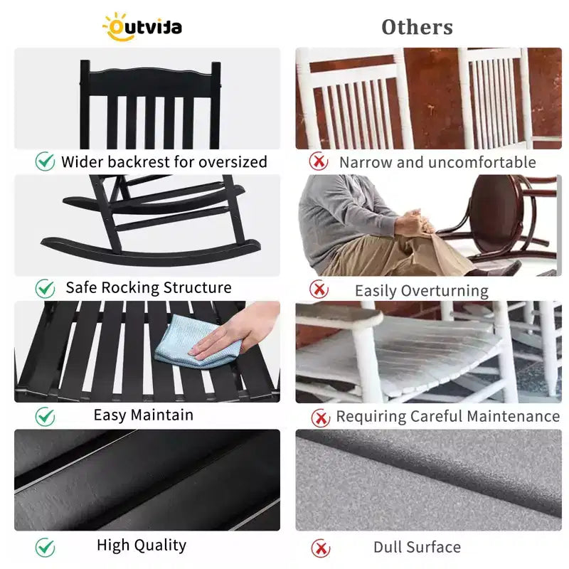 Karl Home | 24-calowy bujany fotel tarasowy z litego drewna