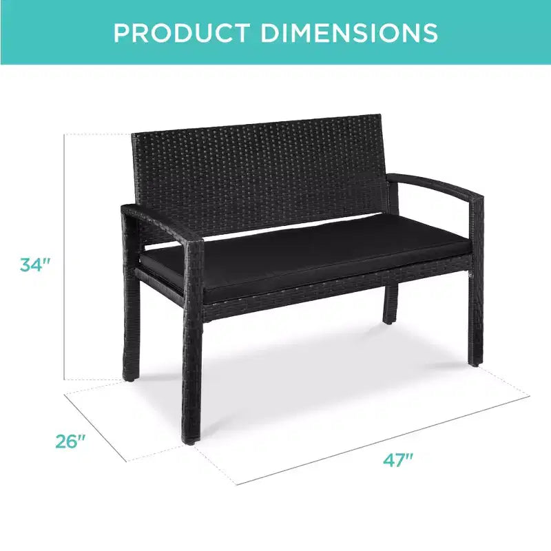 Best Choice Products – dwuosobowa ogrodowa ławka z rattanu na taras i ganek, nośność 700 lb, z poduszką