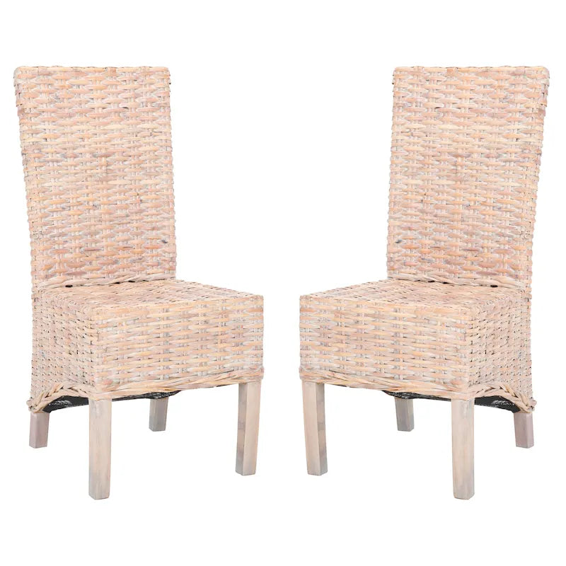 Zestaw 2 krzeseł jadalnianych z naturalnej wikliny, 48 szer. x 56 gł. x 104 wys. cm, styl boho coastal