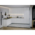 Kolekcja Kitchen Harmony, biański połysk i szara baza, rozmiar 8 × 10 stóp na szerokość – 126 × 96