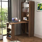 GDFStudio Sinclair Modern 36-calowy składany stół do nauki z drewna z miejscem do przechowywania