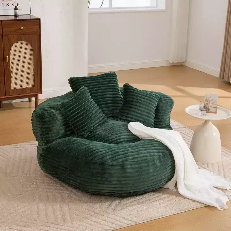 Sofa typu pufa dla dorosłych i dzieci, ponadwymiarowy sztruksowy fotel typu pufa z 3 poduszkami i podłokietnikiem do salonu, sypialni - ModernLuxe