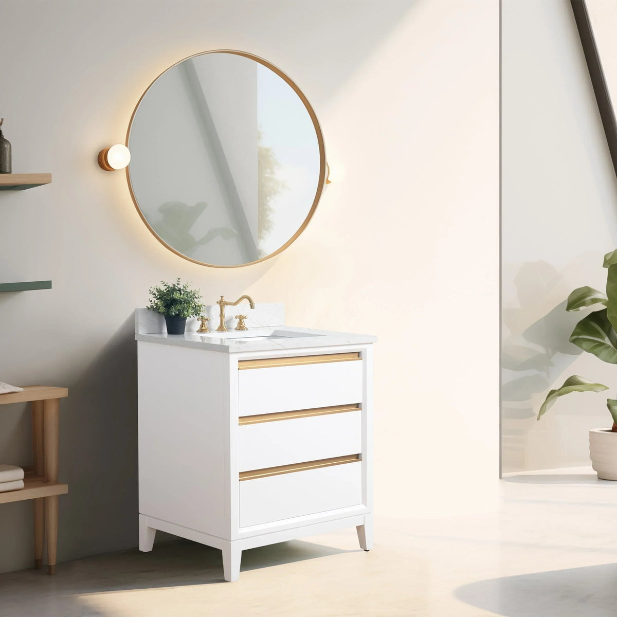 Szafka łazienkowa Vanity Art z ceramicznym umywalkiem i blatem z marmuru kompozytowego