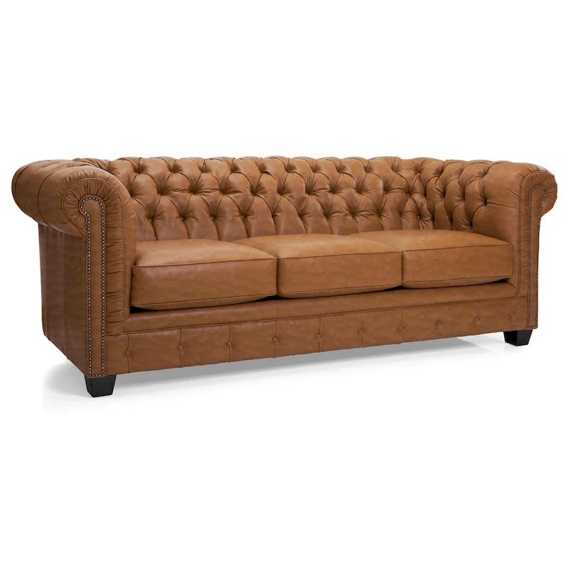 Sofa Chesterfield Hancock z włoskiej skóry licowej z pikowaniem – 31 wys. x 86 szer. x 40 gł.