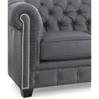 Sofa Chesterfield Hancock z włoskiej skóry licowej z pikowaniem – 31 wys. x 86 szer. x 40 gł.