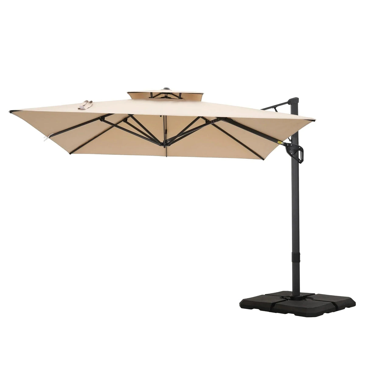 MAISON ARTS 12-stopniowy automatyczny hydrauliczny parasol wspornikowy, aluminiowy słup, obrót o 360 stopni