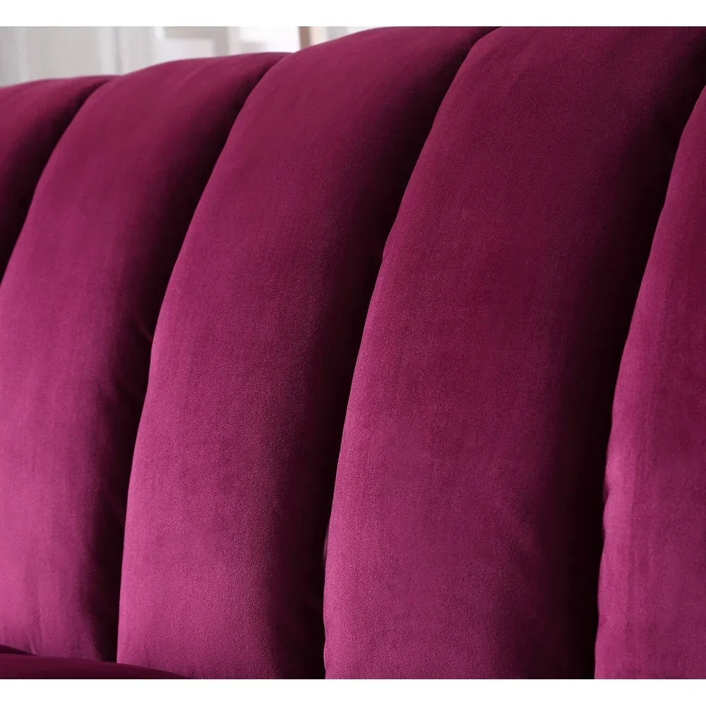 Tapicerowana tkaniną rozkładana sofa do salonu z oparciem w prążki