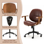 Glitzhome Skórzane Krzesło Biurowe Regulowane Obrotowe z Podłokietnikami Ergonomiczny Design