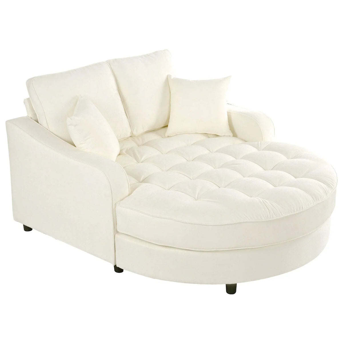 Sofa rozkładana typu chaise longue z chenille, tapicerowana sofa z pikowanym oparciem i 2 zdejmowanymi poduszkami do salonu