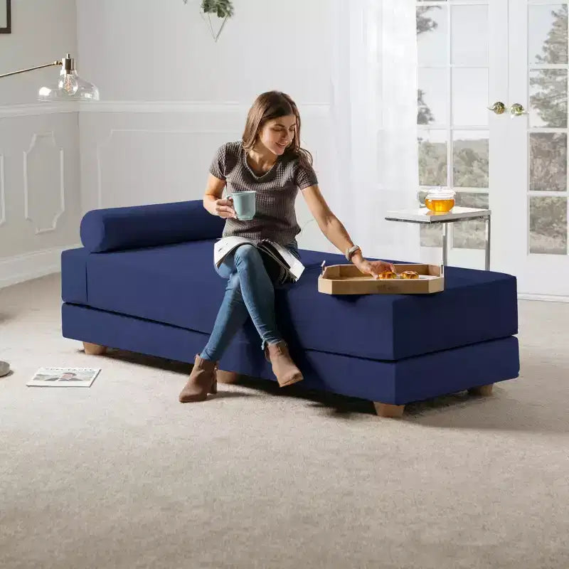 Leżanka / Rozkładana sofa dwuosobowa – mikrowelur