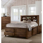 Łóżko z 6 szufladami w kolorze orzecha
