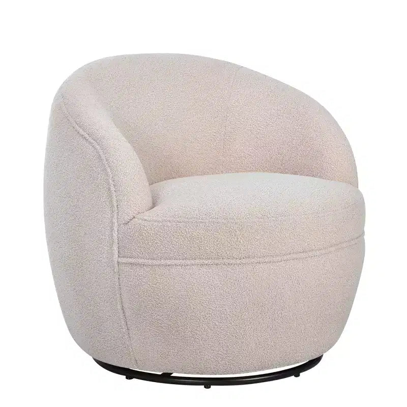 Fotel typu barrel Roundhill Furniture Galleria 360° z imitacją baranika
