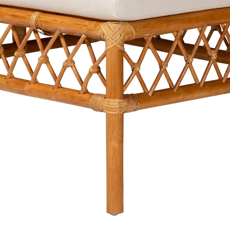 Zestaw 3-częściowy do jadalni z ławką Capella Modern Bohemian Honey Rattan