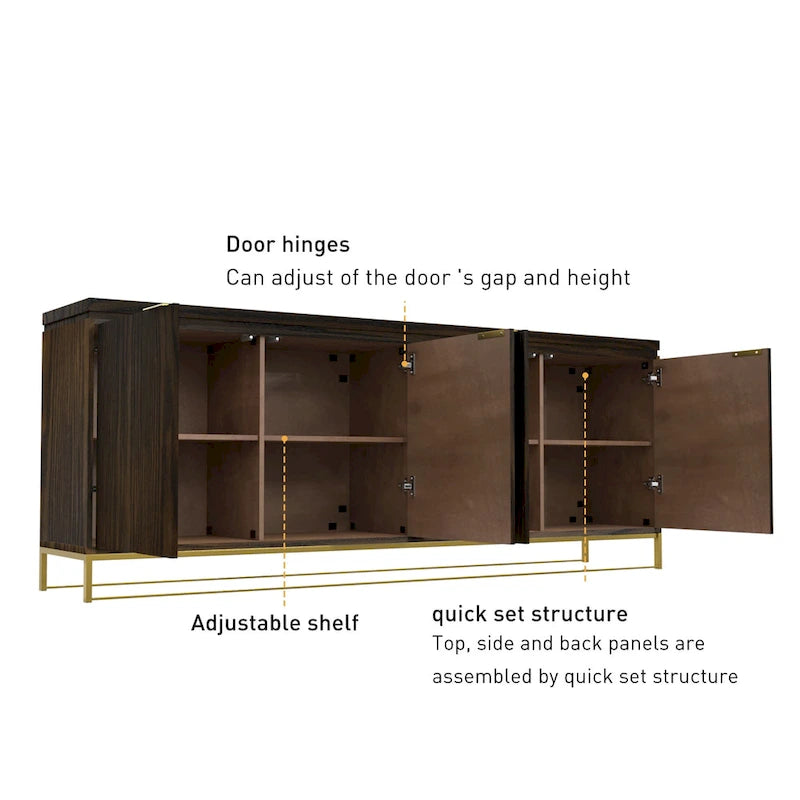 Drewniana 4-drzwiowa szafka ozdobna Clihome Furniture