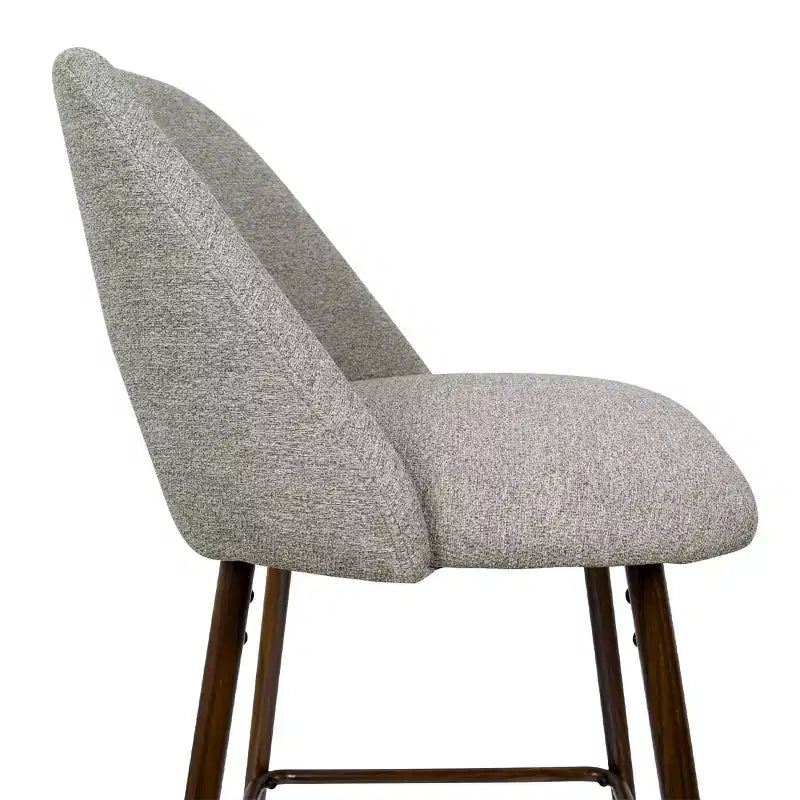 Zestaw 3 nowoczesnych hokerów barowych w stylu Mid-Century o wysokości blatu, 26 tapicerowanych krzeseł do wyspy kuchennej z metalowymi nogami i wykończeniem w kolorze orzecha włoskiego - Panipeachy