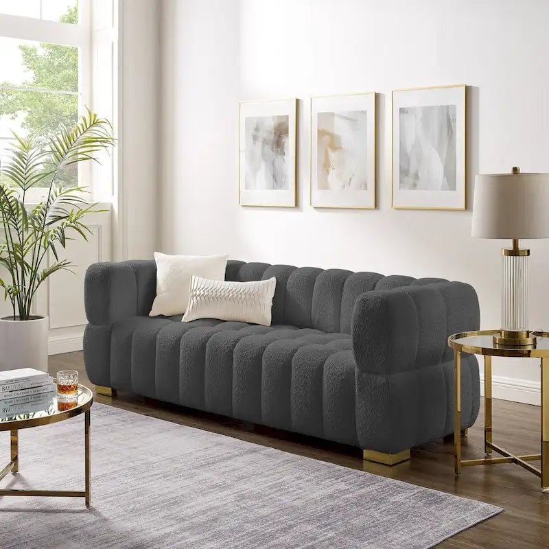 85 Nowoczesna sofa z tkaniny o strukturze wafla, wygodna kanapa wypoczynkowa