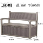 Ławka ogrodowa z żywicy odporna na warunki atmosferyczne z zamykanym schowkiem – design imitujący rattan, udźwig 227 kg, pojemność 265 litrów