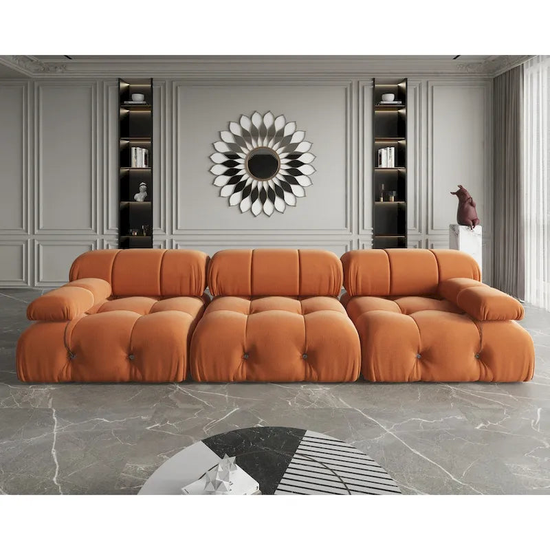 Modułowa sofa 3-osobowa z aksamitu z możliwością zmiany układu
