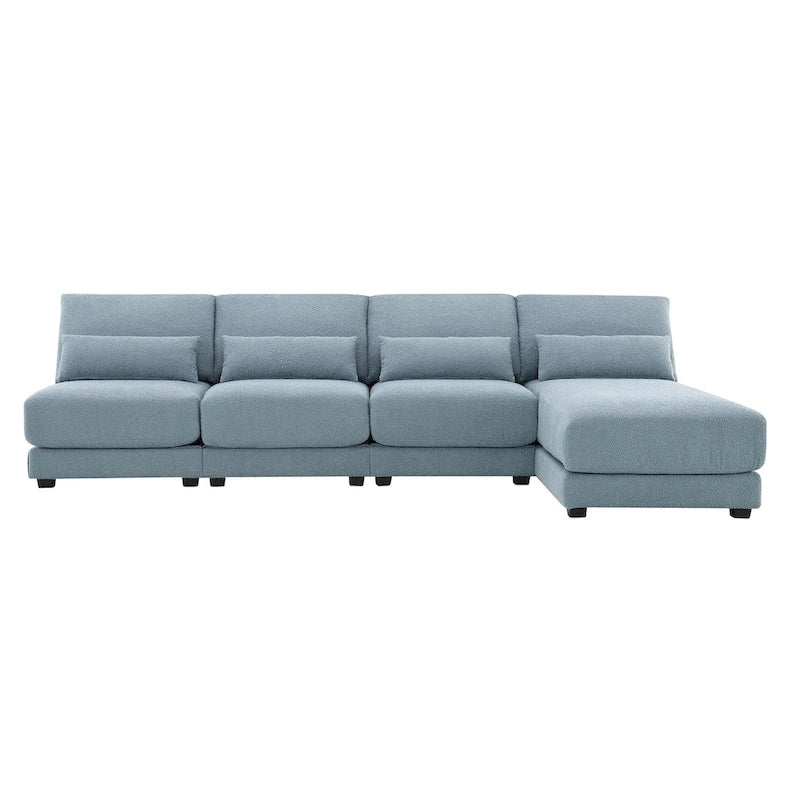 Duża narożna sofa z głębokim siedziskiem i odwracalną narożną sekcją, rozkładana sofa w kształcie litery L, niebieska