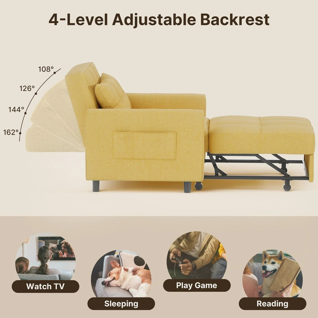 Wielofunkcyjna sofa 3 w 1 z funkcją spania, rozkładany fotel, składane łóżko do salonu