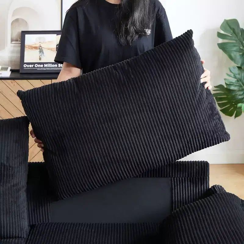 64,5-calowa rozkładana sofa 3 w 1 z sztruksu z funkcją spania