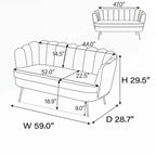 Mała dwuosobowa sofa do pokoju ze złotymi metalowymi nogami - 2 miejsca
