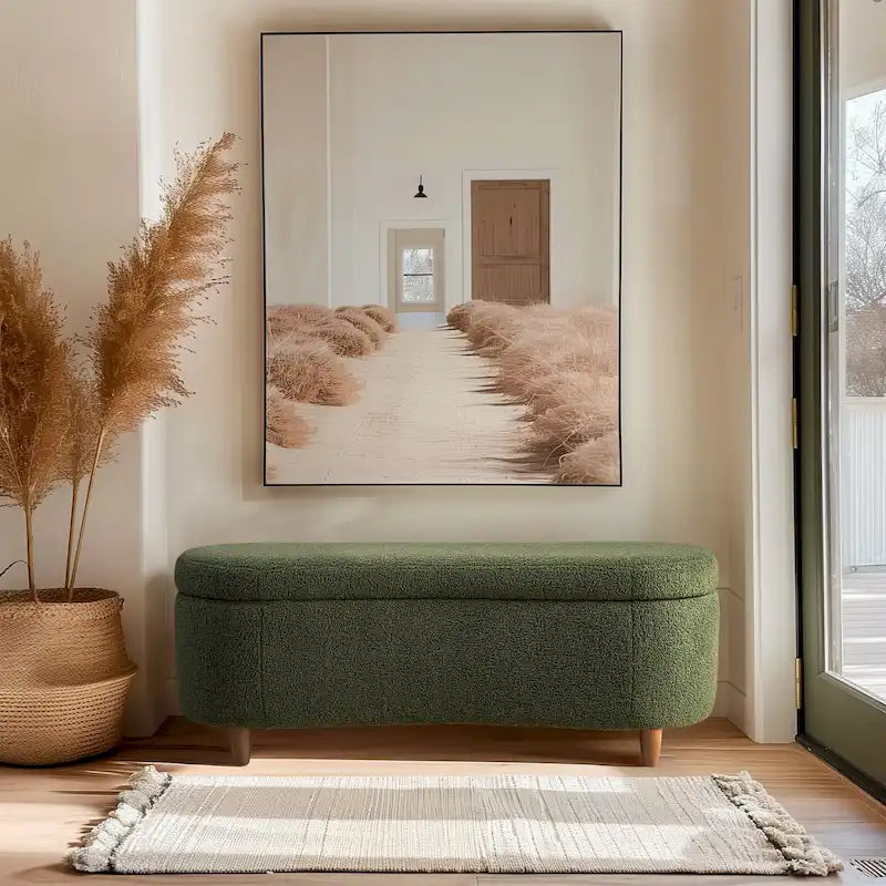 Ławka ze schowkiem i otwieranym wiekiem INK+IVY Bailey, taupe, boucle