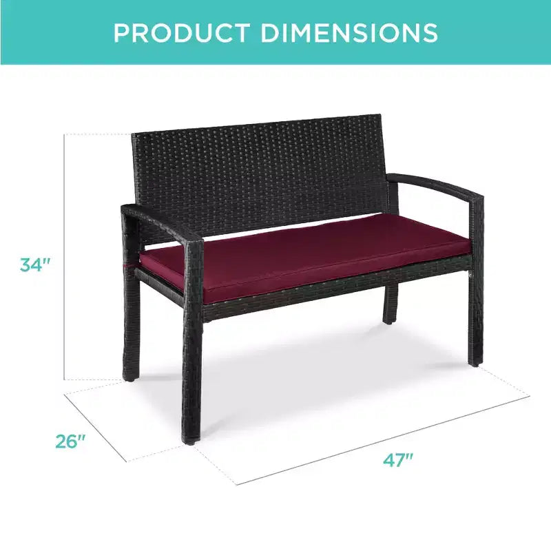 Best Choice Products – dwuosobowa ogrodowa ławka z rattanu na taras i ganek, nośność 700 lb, z poduszką
