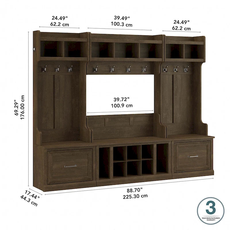 Kompletny zestaw mebli do przedpokoju Woodland z wieszakiem na ubrania marki Bush Furniture