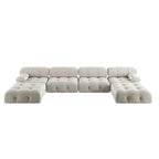 138 Modułowa sofa narożna z funkcją spania, minimalistyczna sofa w kształcie litery U wykonana z weluru