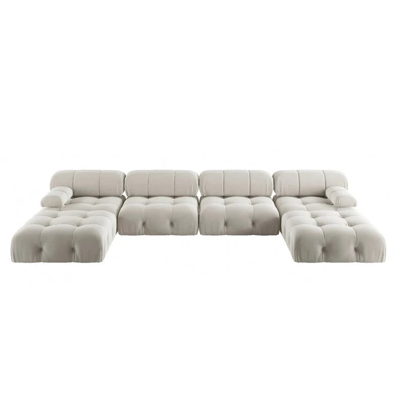 138 Modułowa sofa narożna z funkcją spania, minimalistyczna sofa w kształcie litery U wykonana z weluru